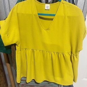 Vibrant Yellow V-Neck Blouse